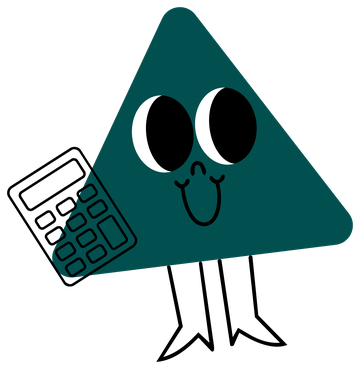 Mascota triángulo verde con calculadora